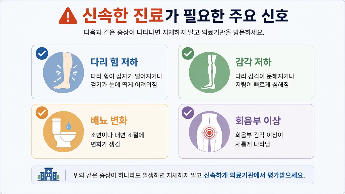 척추전방전위증에서 빠른 진료가 필요한 다리 힘 저하와 배뇨 변화