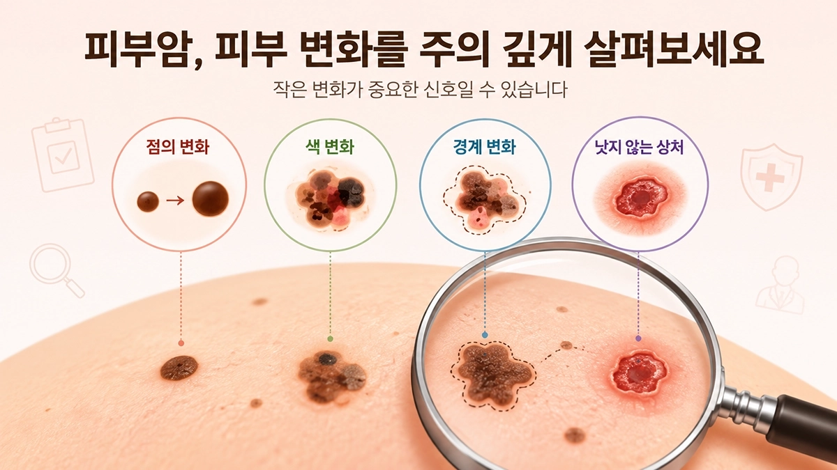 피부암 초기증상으로 살펴볼 점의 모양과 색, 경계 변화와 낫지 않는 상처